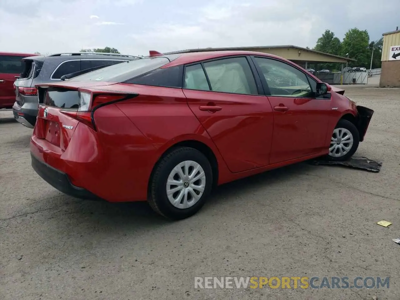 3 fotografías del automóvil dañado JTDKARFU6K3100271 TOYOTA PRIUS 2019