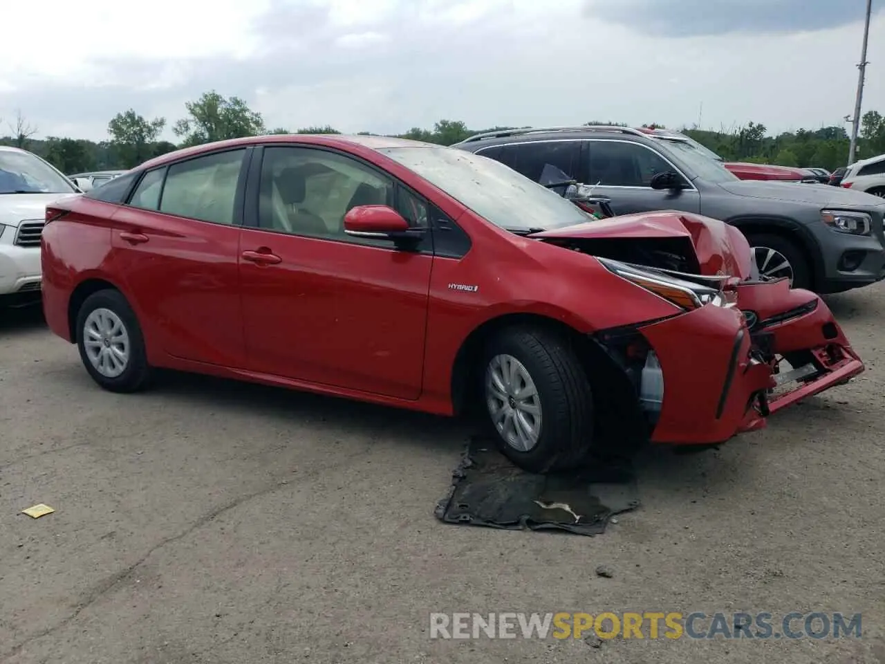 4 fotografías del automóvil dañado JTDKARFU6K3100271 TOYOTA PRIUS 2019