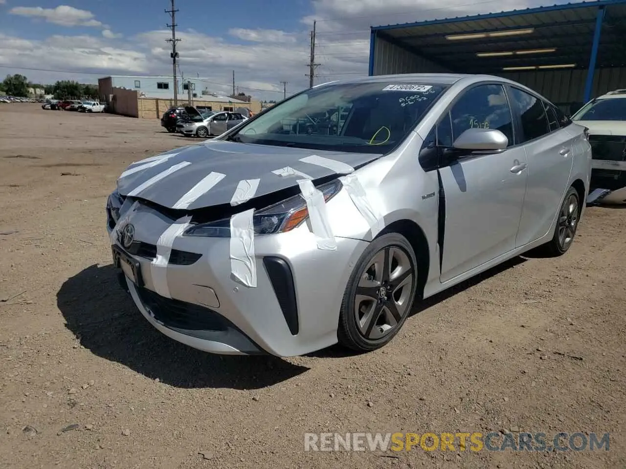 2 fotografías del automóvil dañado JTDKARFU7K3074666 TOYOTA PRIUS 2019