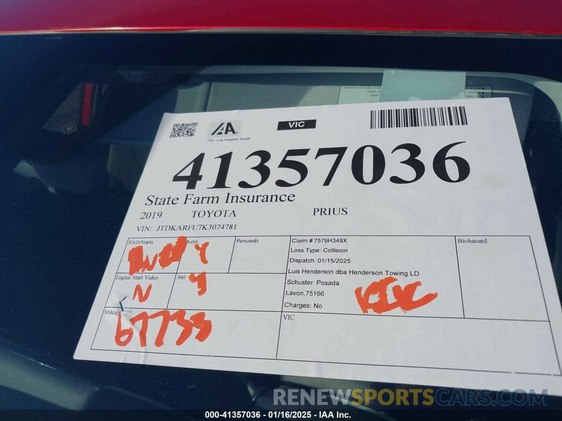18 fotografías del automóvil dañado JTDKARFU7K3074781 TOYOTA PRIUS 2019