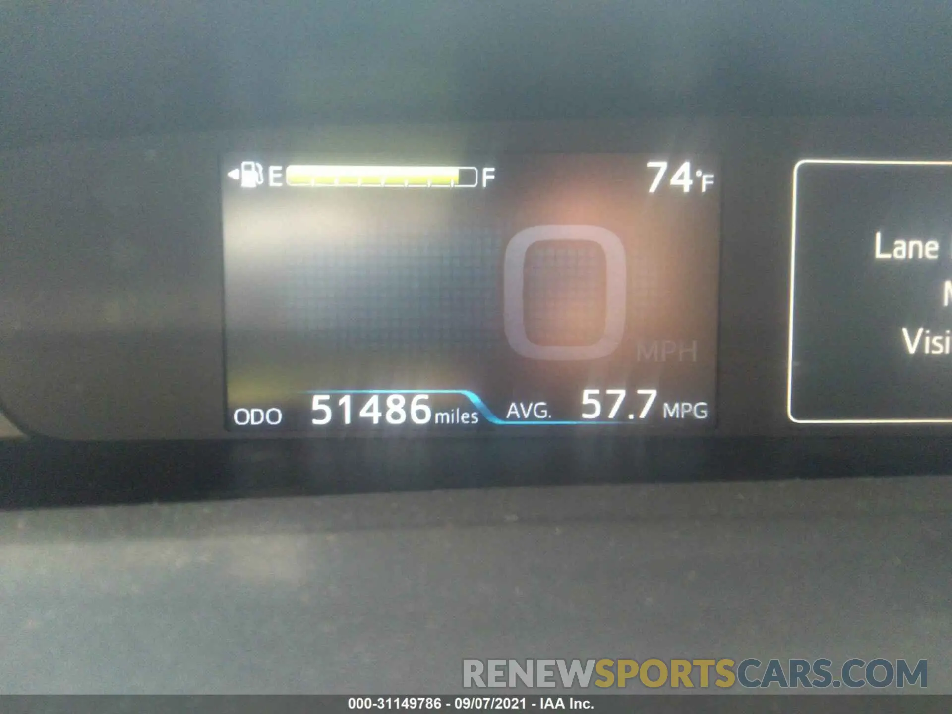 7 fotografías del automóvil dañado JTDKARFU7K3081908 TOYOTA PRIUS 2019