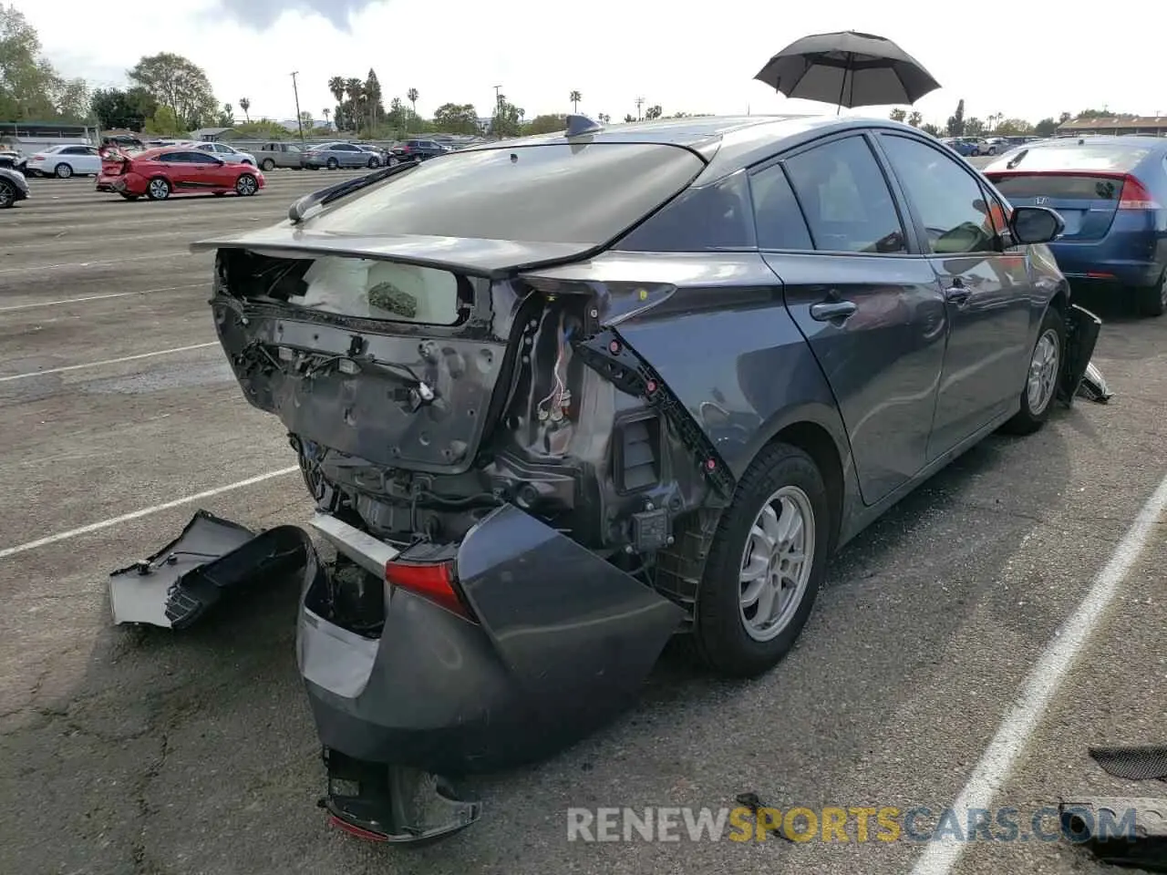 4 fotografías del automóvil dañado JTDKARFU8K3072053 TOYOTA PRIUS 2019