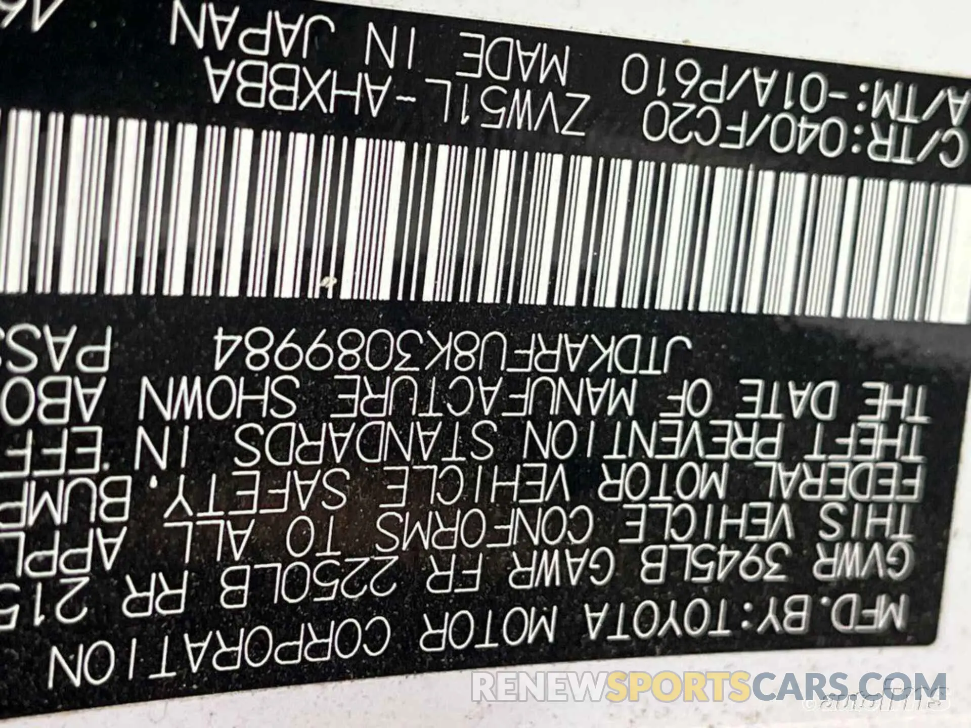 6 fotografías del automóvil dañado JTDKARFU8K3089984 TOYOTA PRIUS 2019