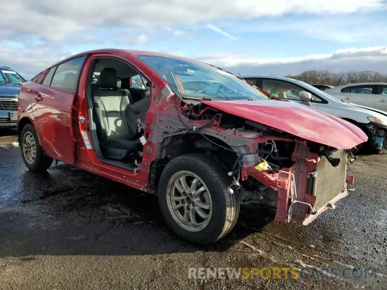 4 fotografías del automóvil dañado JTDL9RFU4K3010582 TOYOTA PRIUS 2019