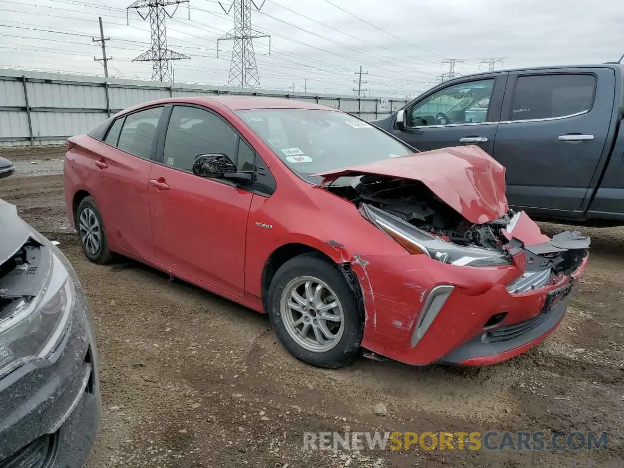 4 fotografías del automóvil dañado JTDL9RFU5K3007027 TOYOTA PRIUS 2019