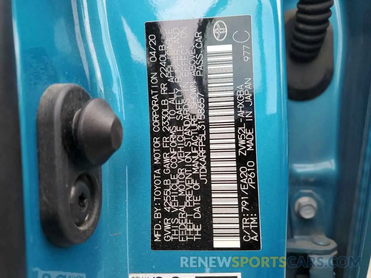 13 fotografías del automóvil dañado JTDKARFP5L3158657 TOYOTA PRIUS 2020