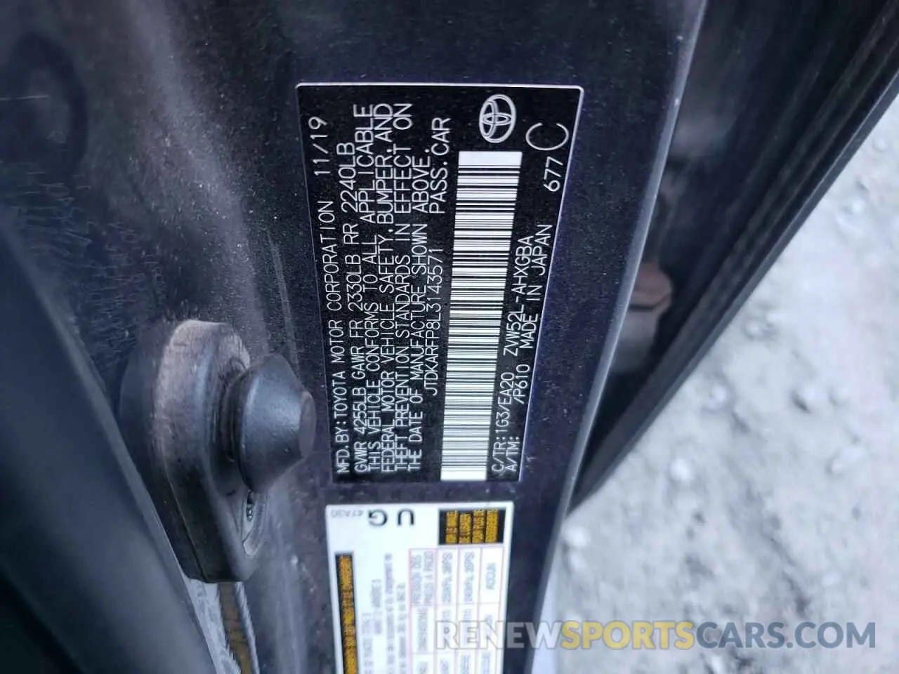 13 fotografías del automóvil dañado JTDKARFP8L3143571 TOYOTA PRIUS 2020
