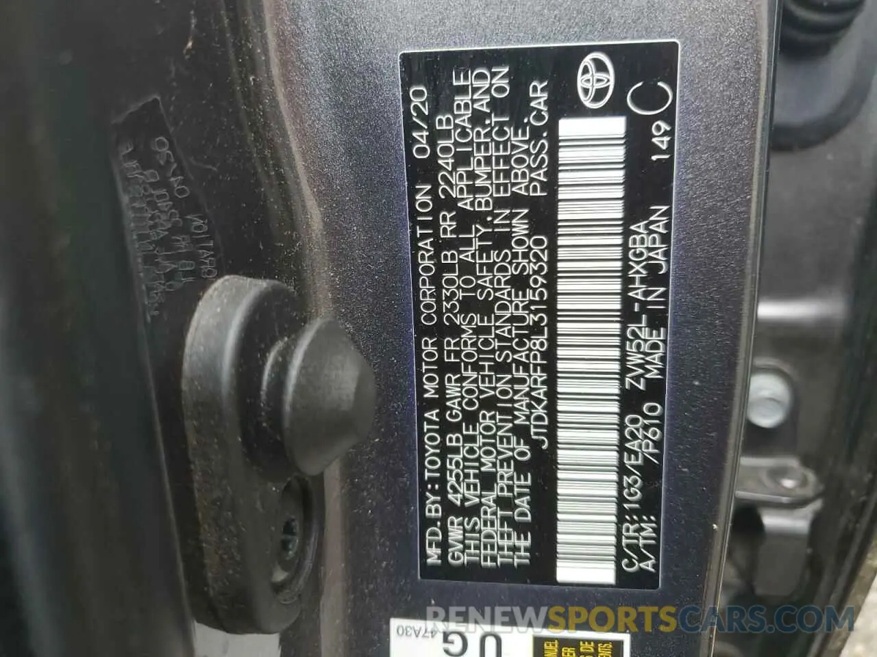 13 fotografías del automóvil dañado JTDKARFP8L3159320 TOYOTA PRIUS 2020
