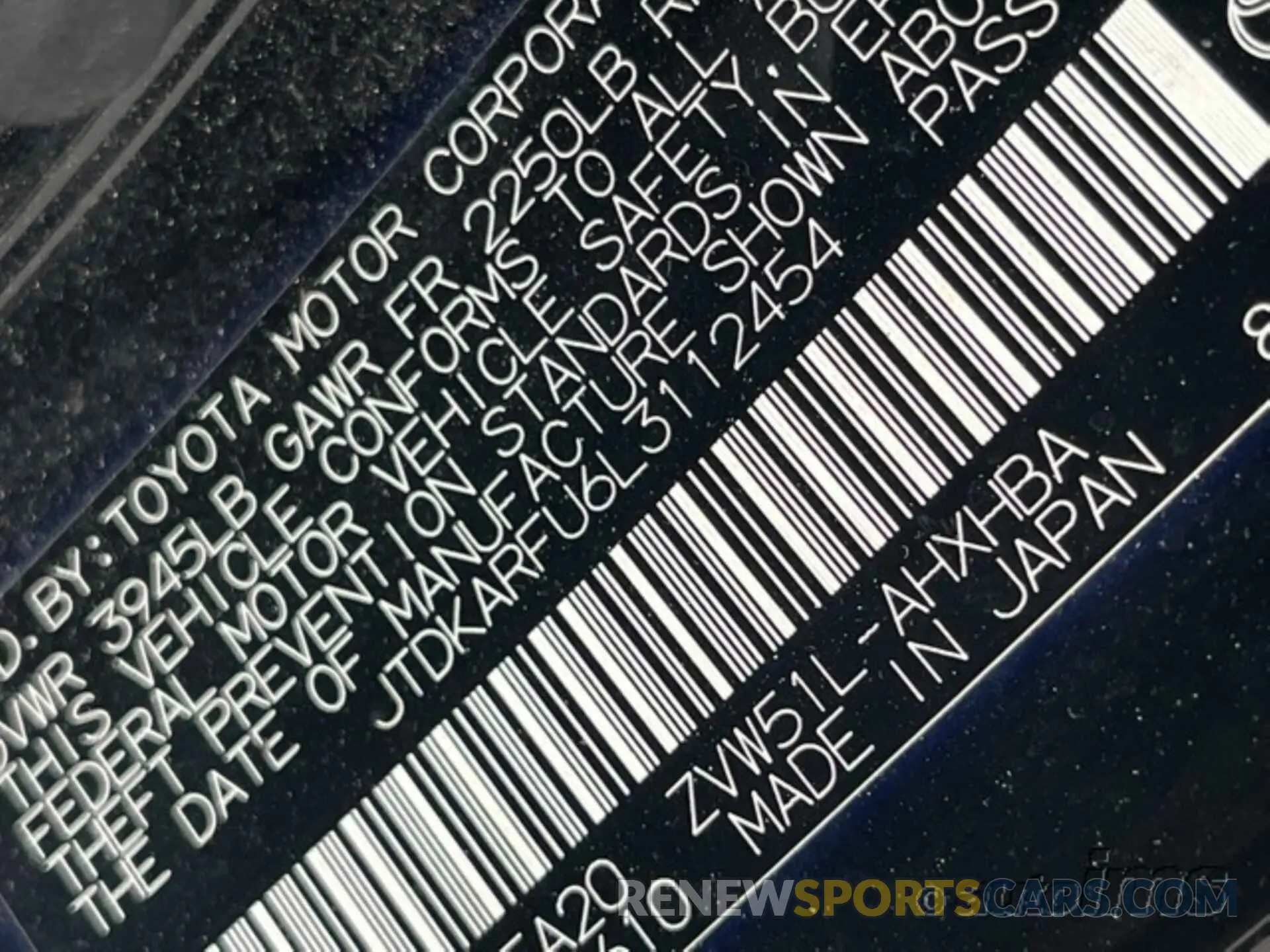 1 fotografías del automóvil dañado JTDKARFU6L3112454 TOYOTA PRIUS 2020