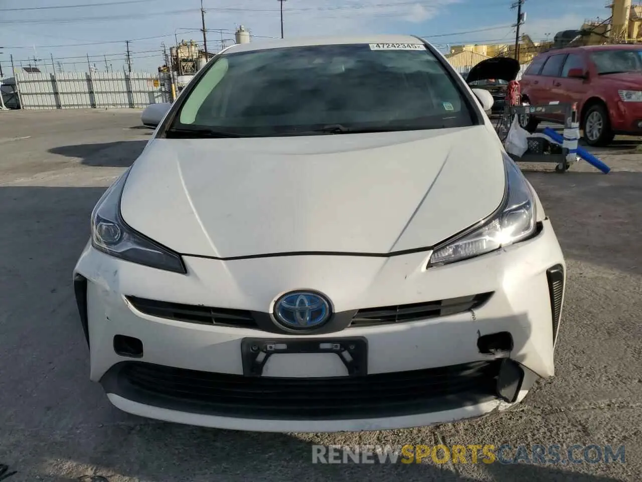 5 fotografías del automóvil dañado JTDKARFU6L3113622 TOYOTA PRIUS 2020