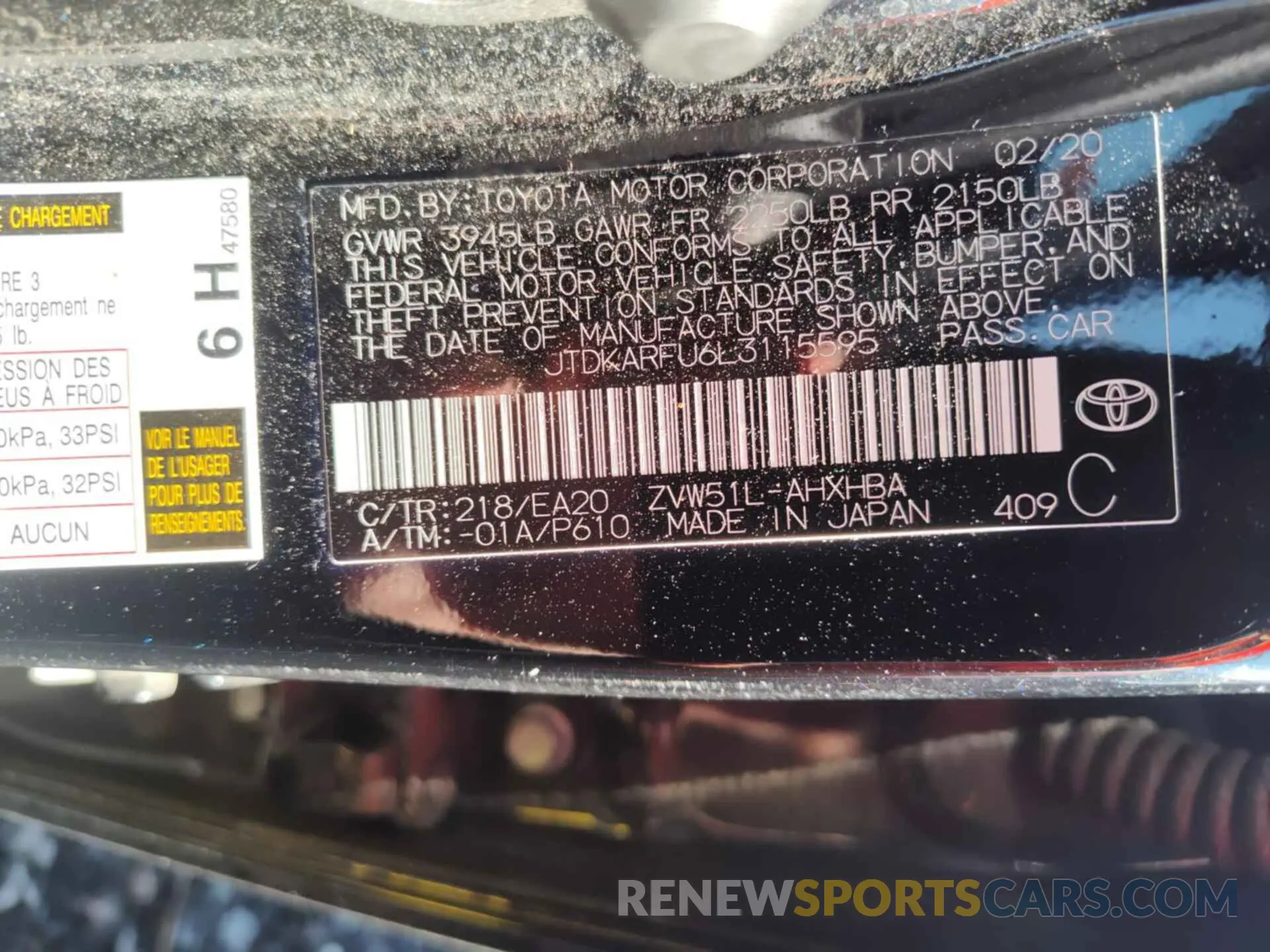 18 fotografías del automóvil dañado JTDKARFU6L3115595 TOYOTA PRIUS 2020