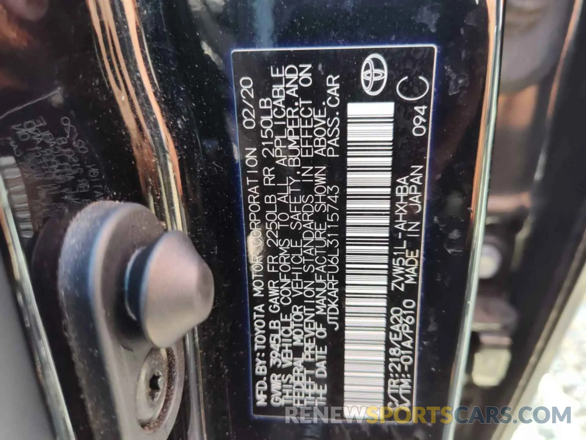 8 fotografías del automóvil dañado JTDKARFU6L3115743 TOYOTA PRIUS 2020