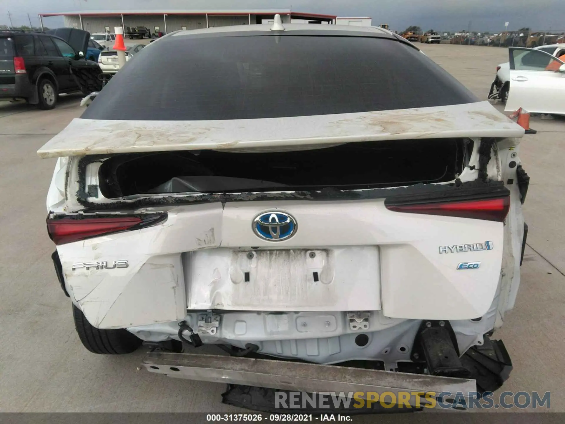 6 fotografías del automóvil dañado JTDKARFU7L3106436 TOYOTA PRIUS 2020