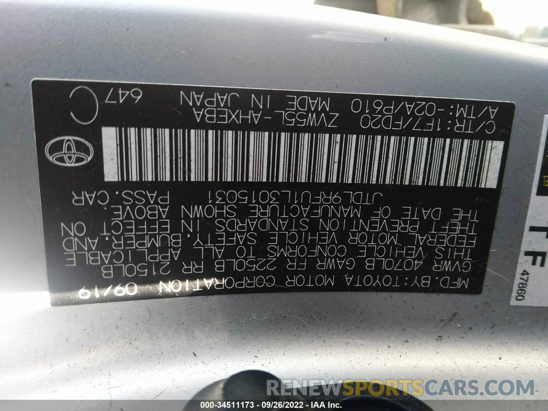 9 fotografías del automóvil dañado JTDL9RFU1L3015031 TOYOTA PRIUS 2020