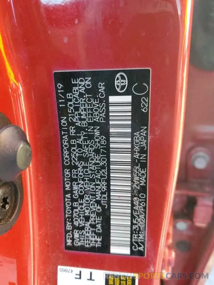 13 fotografías del automóvil dañado JTDL9RFU2L3017189 TOYOTA PRIUS 2020