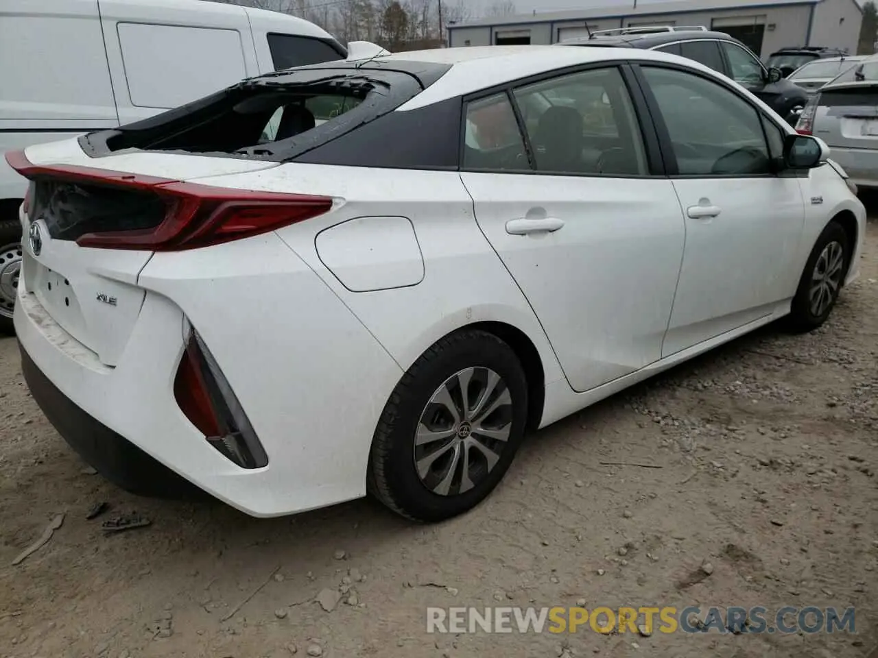 4 fotografías del automóvil dañado JTDKAMFP3M3187255 TOYOTA PRIUS 2021