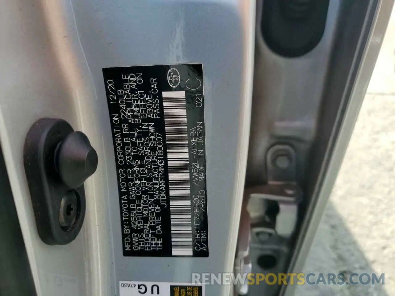 12 fotografías del automóvil dañado JTDKAMFP4M3180007 TOYOTA PRIUS 2021
