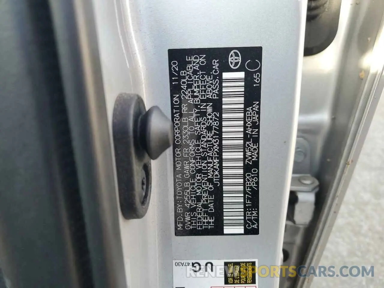12 fotografías del automóvil dañado JTDKAMFPXM3177872 TOYOTA PRIUS 2021