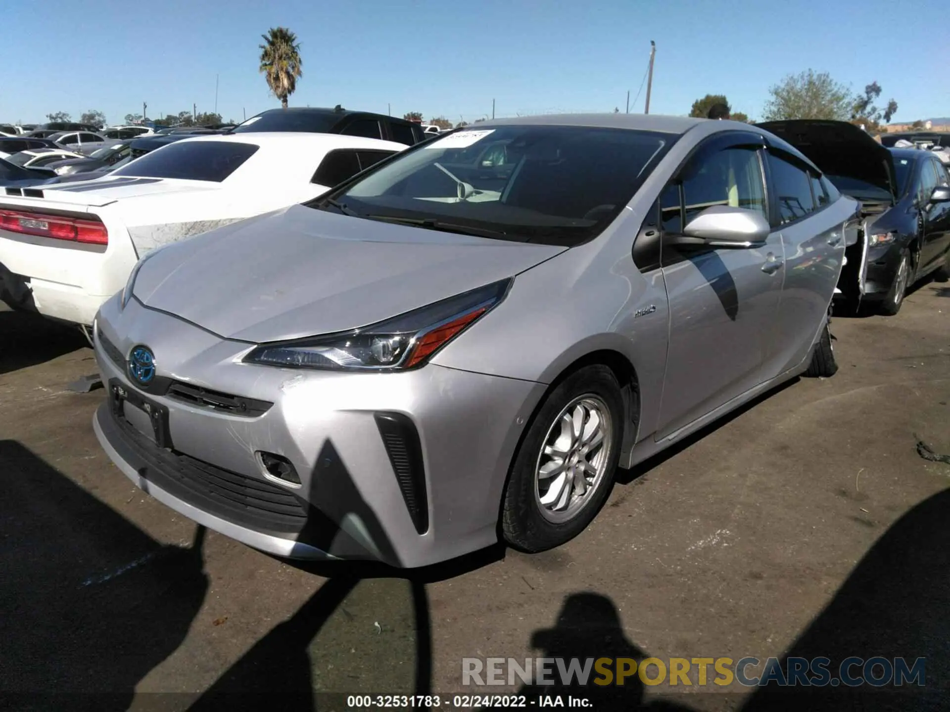 2 fotografías del automóvil dañado JTDKAMFU1M3130509 TOYOTA PRIUS 2021