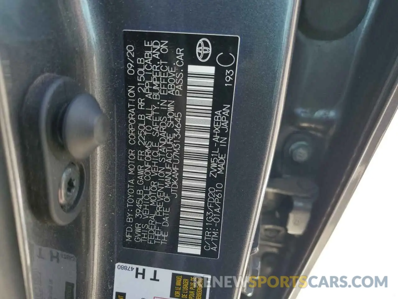 14 fotografías del automóvil dañado JTDKAMFU7M3134645 TOYOTA PRIUS 2021