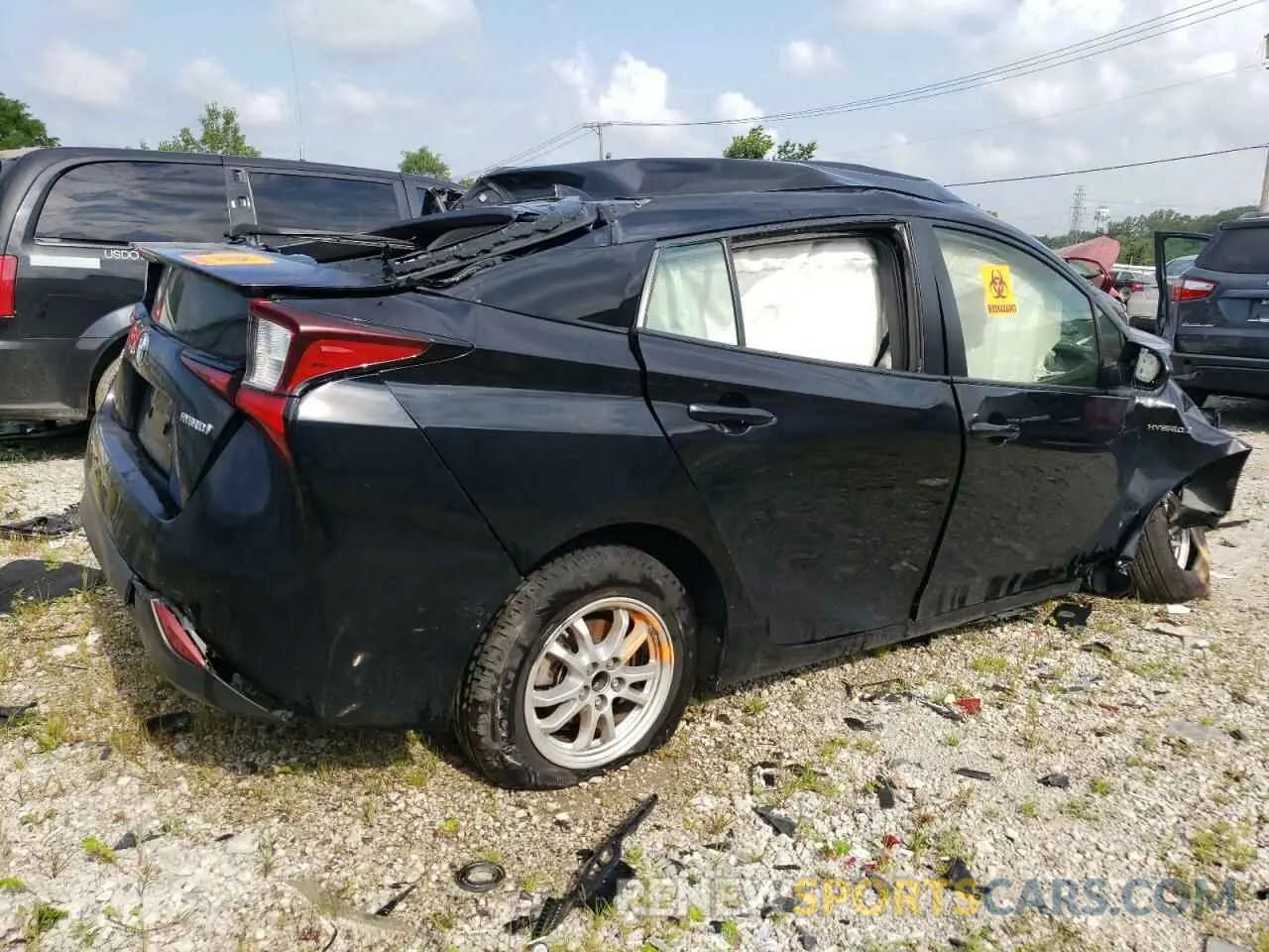 3 fotografías del automóvil dañado JTDKAMFUXM3148958 TOYOTA PRIUS 2021