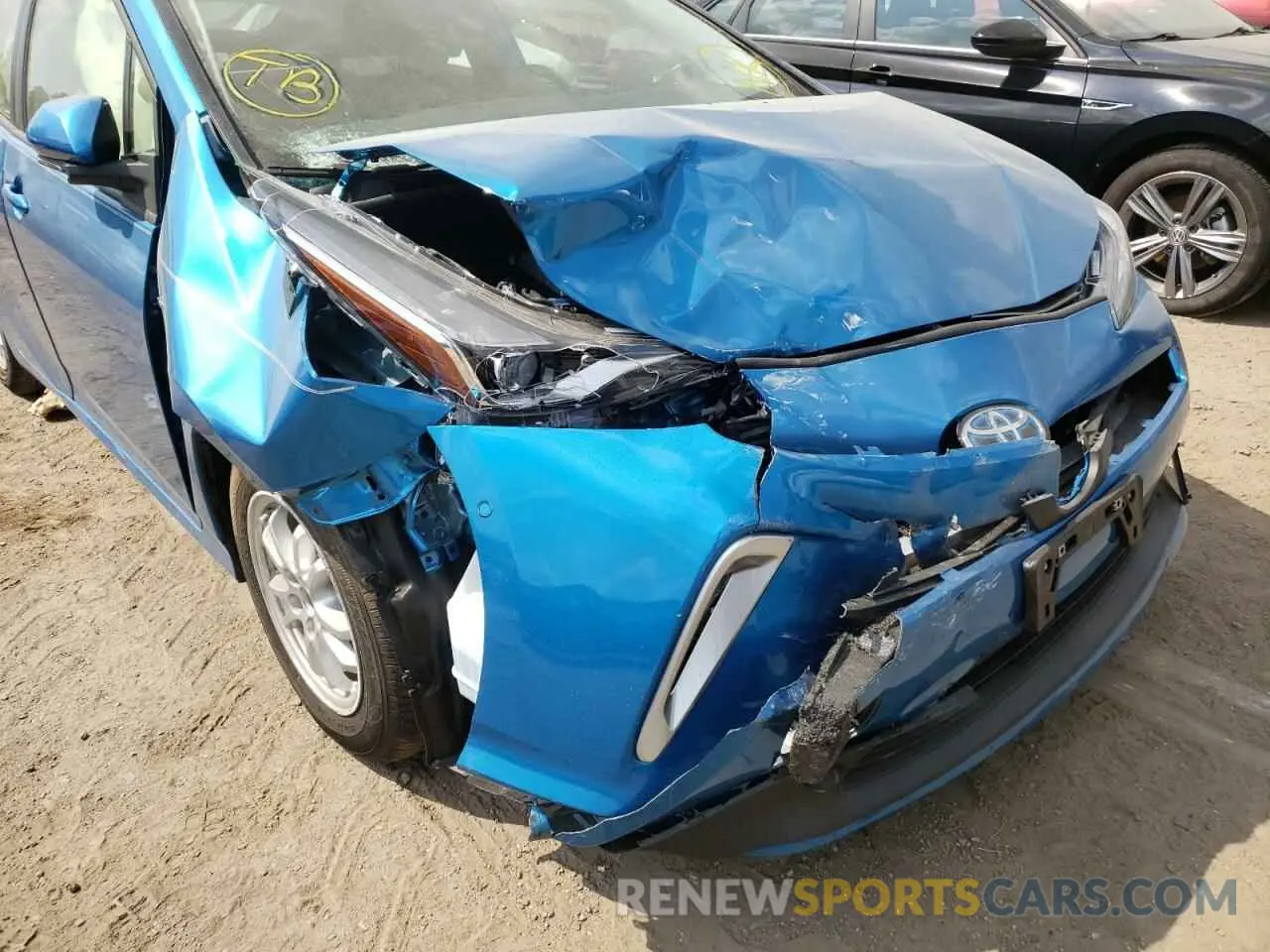 9 fotografías del automóvil dañado JTDL9MFU3M3028092 TOYOTA PRIUS 2021