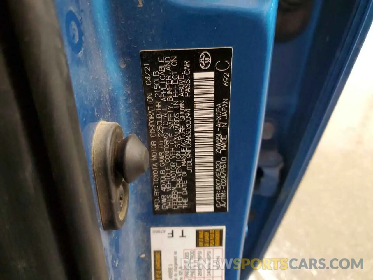 12 fotografías del automóvil dañado JTDL9MFU6M3030094 TOYOTA PRIUS 2021