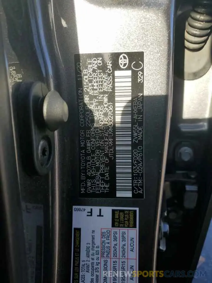12 fotografías del automóvil dañado JTDL9MFU9M3027061 TOYOTA PRIUS 2021