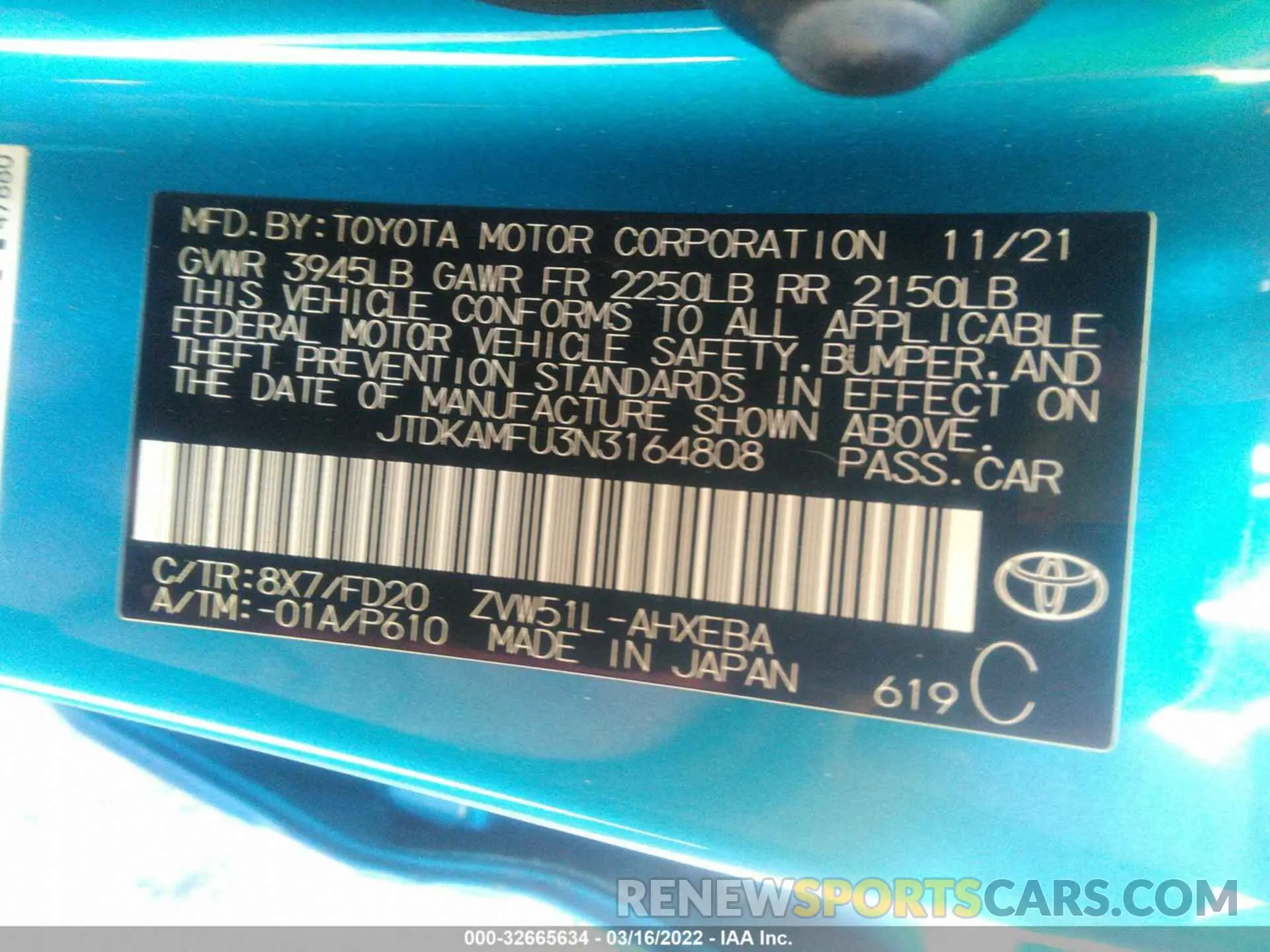 9 fotografías del automóvil dañado JTDKAMFU3N3164808 TOYOTA PRIUS 2022