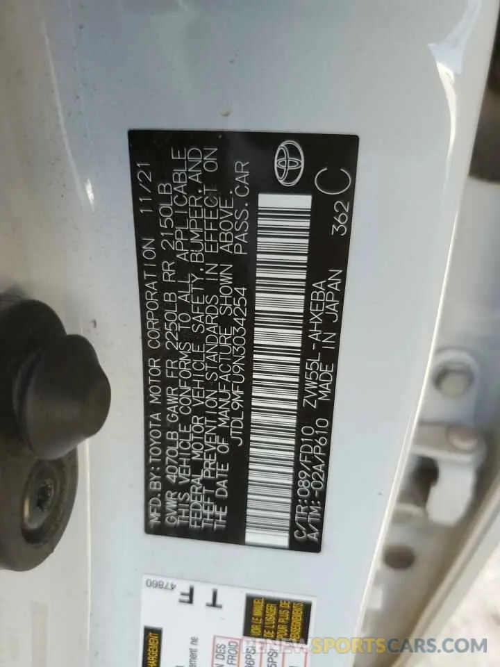 13 fotografías del automóvil dañado JTDL9MFU9N3034254 TOYOTA PRIUS 2022