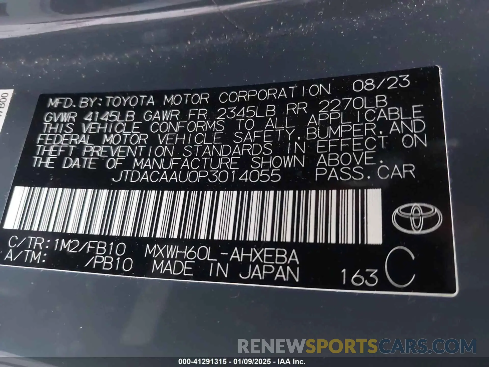 9 fotografías del automóvil dañado JTDACAAU0P3014055 TOYOTA PRIUS 2023