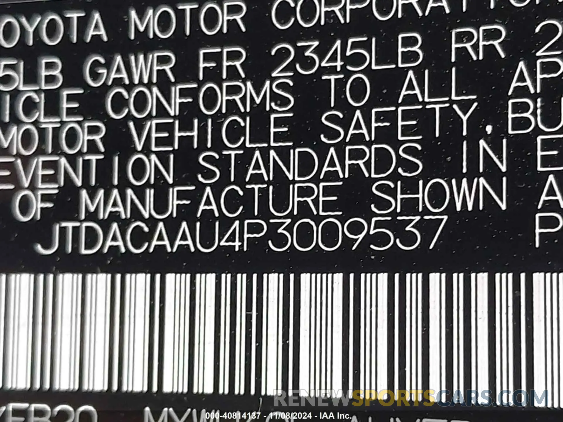 9 fotografías del automóvil dañado JTDACAAU4P3009537 TOYOTA PRIUS 2023
