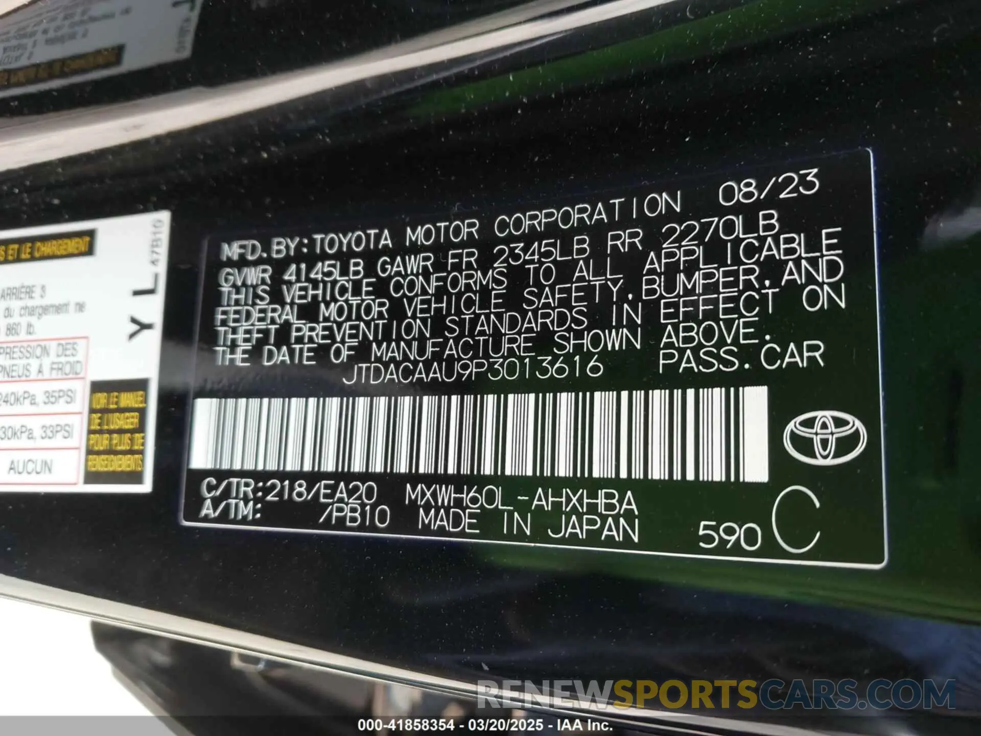 9 fotografías del automóvil dañado JTDACAAU9P3013616 TOYOTA PRIUS 2023
