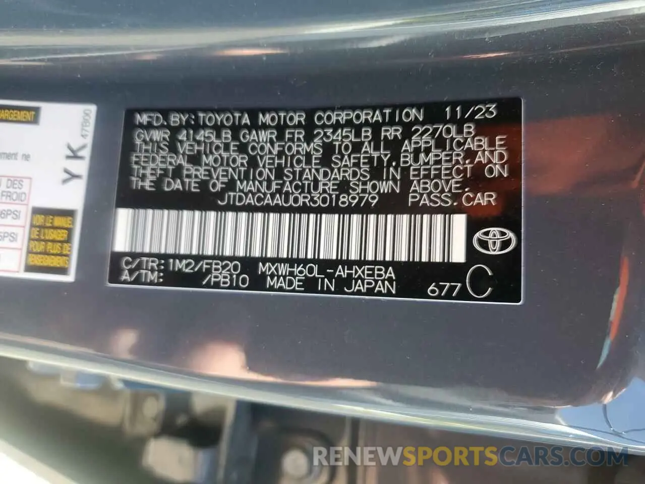 13 fotografías del automóvil dañado JTDACAAU0R3018979 TOYOTA PRIUS 2024
