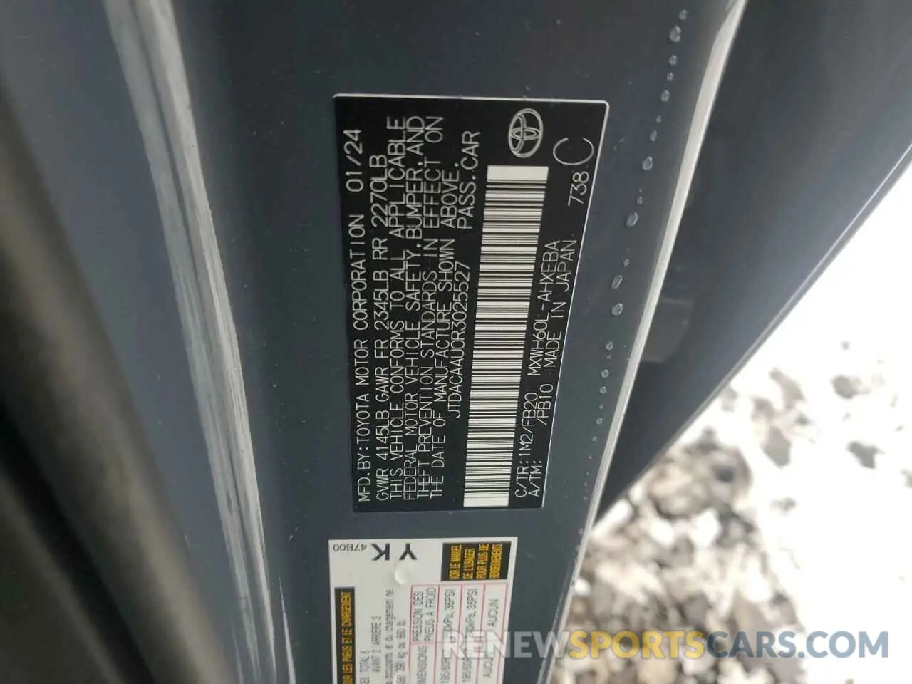 12 fotografías del automóvil dañado JTDACAAU0R3025527 TOYOTA PRIUS 2024