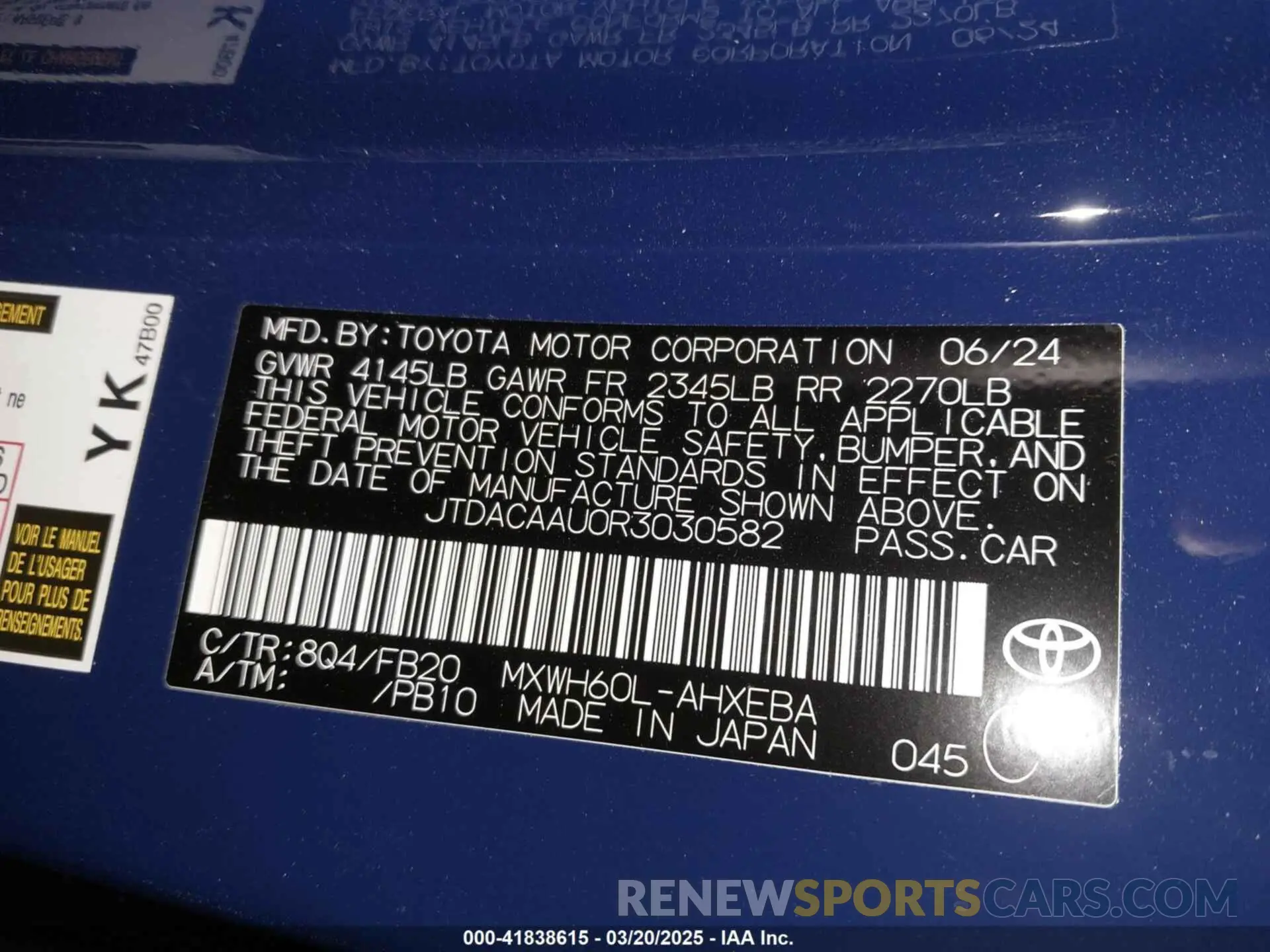 9 fotografías del automóvil dañado JTDACAAU0R3030582 TOYOTA PRIUS 2024