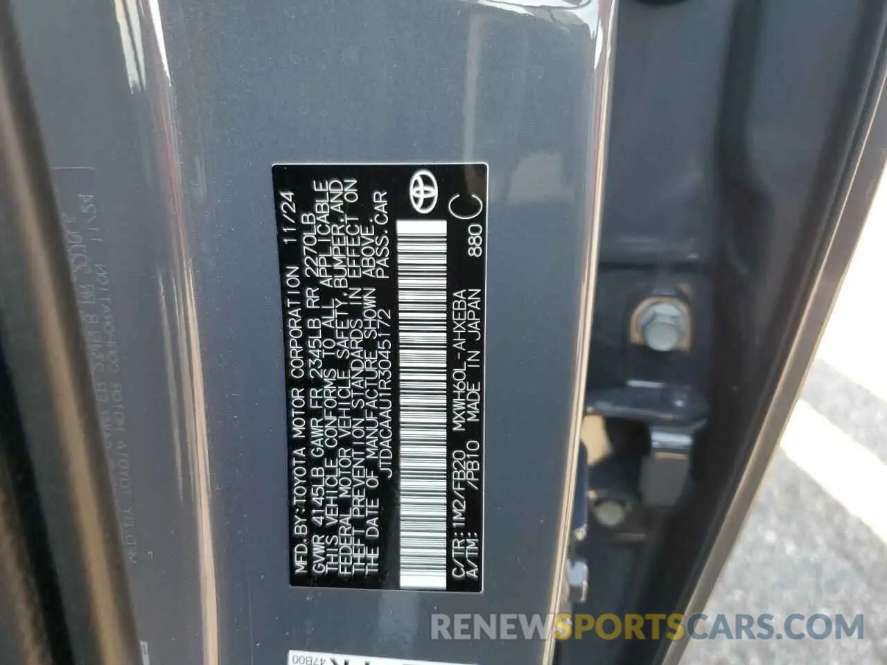 12 fotografías del automóvil dañado JTDACAAU1R3045172 TOYOTA PRIUS 2024