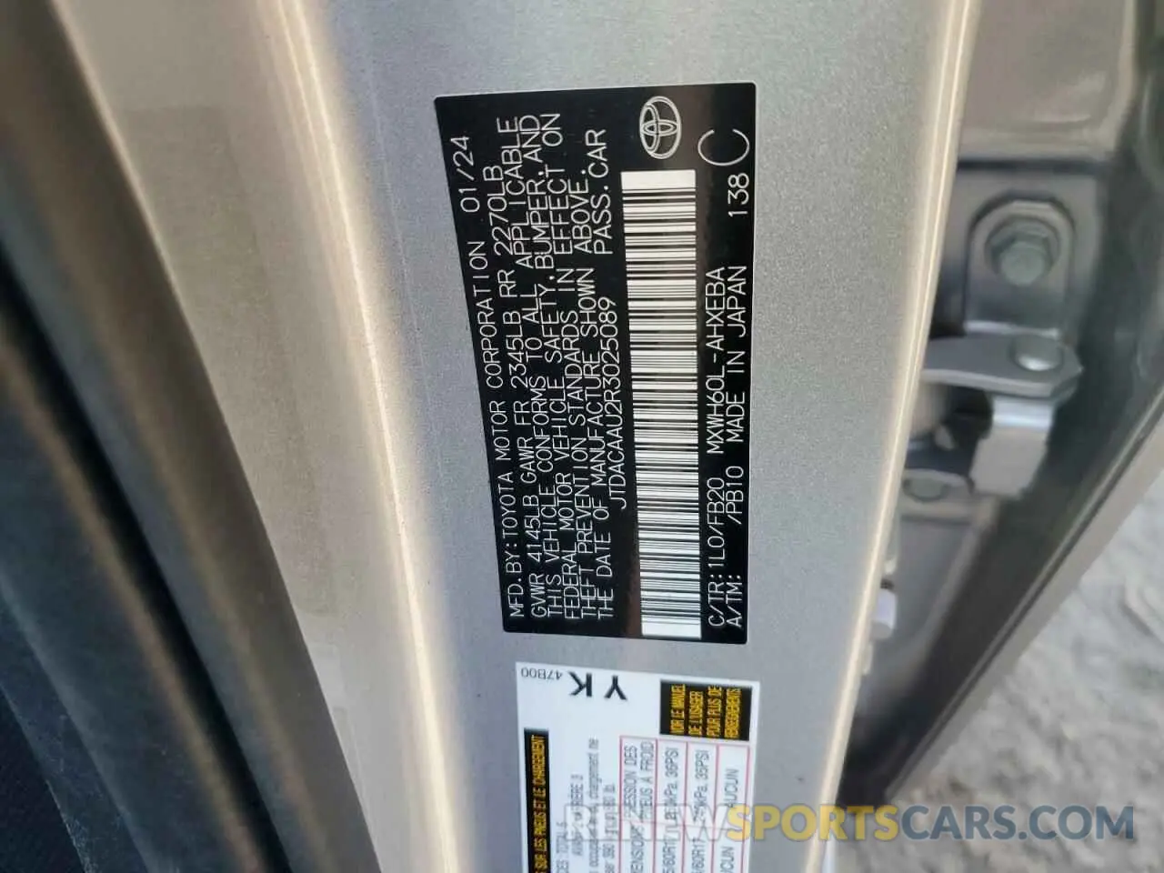 13 fotografías del automóvil dañado JTDACAAU2R3025089 TOYOTA PRIUS 2024