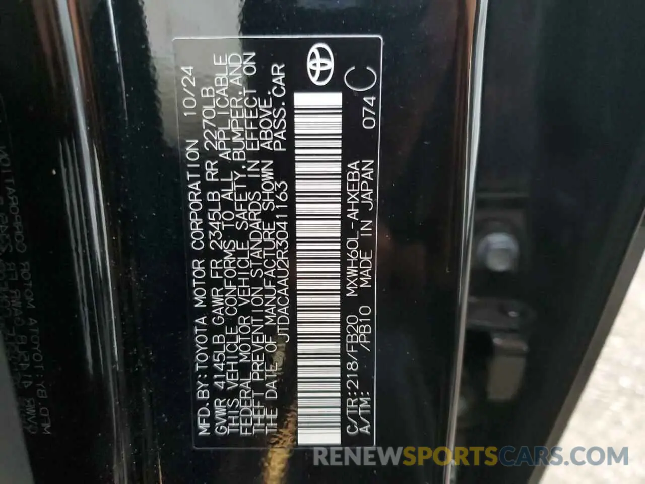 12 fotografías del automóvil dañado JTDACAAU2R3041163 TOYOTA PRIUS 2024
