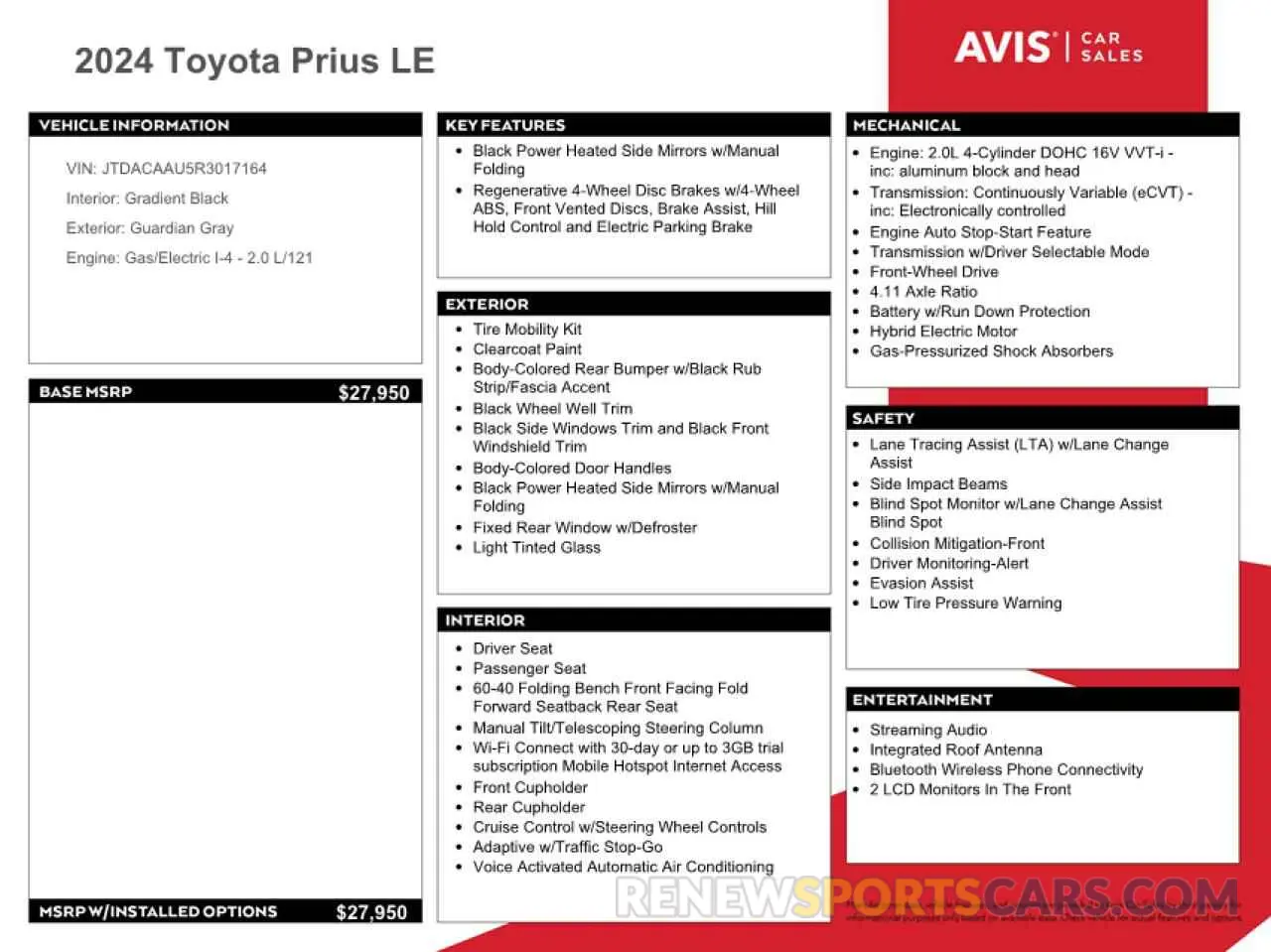 12 fotografías del automóvil dañado JTDACAAU5R3017164 TOYOTA PRIUS 2024