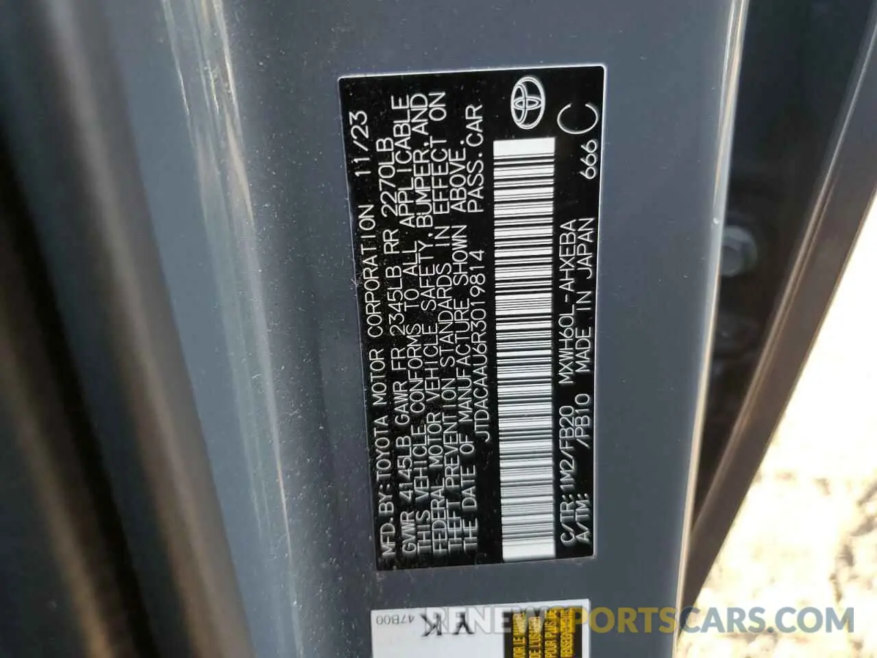 13 fotografías del automóvil dañado JTDACAAU6R3019814 TOYOTA PRIUS 2024