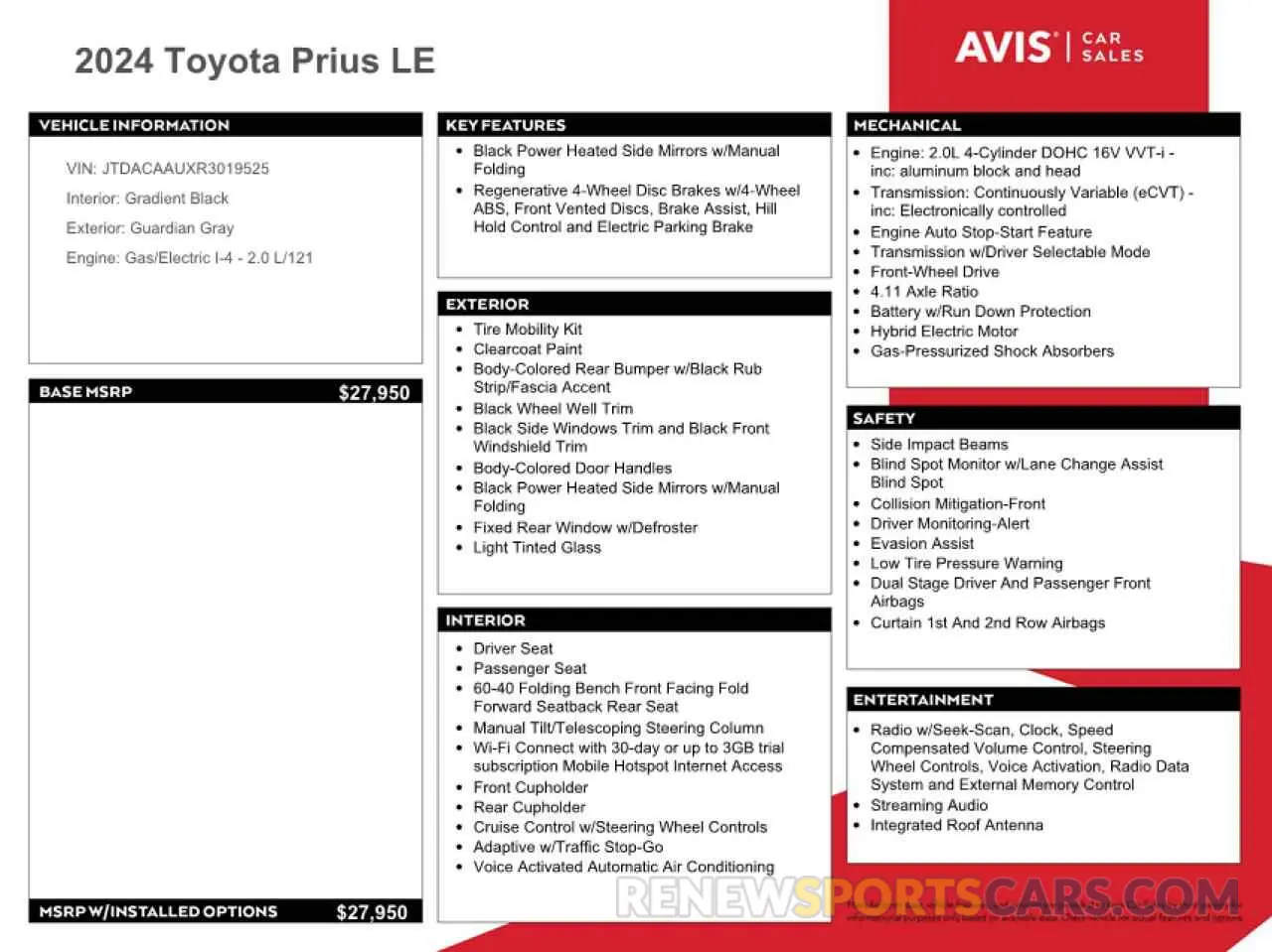 12 fotografías del automóvil dañado JTDACAAUXR3019525 TOYOTA PRIUS 2024