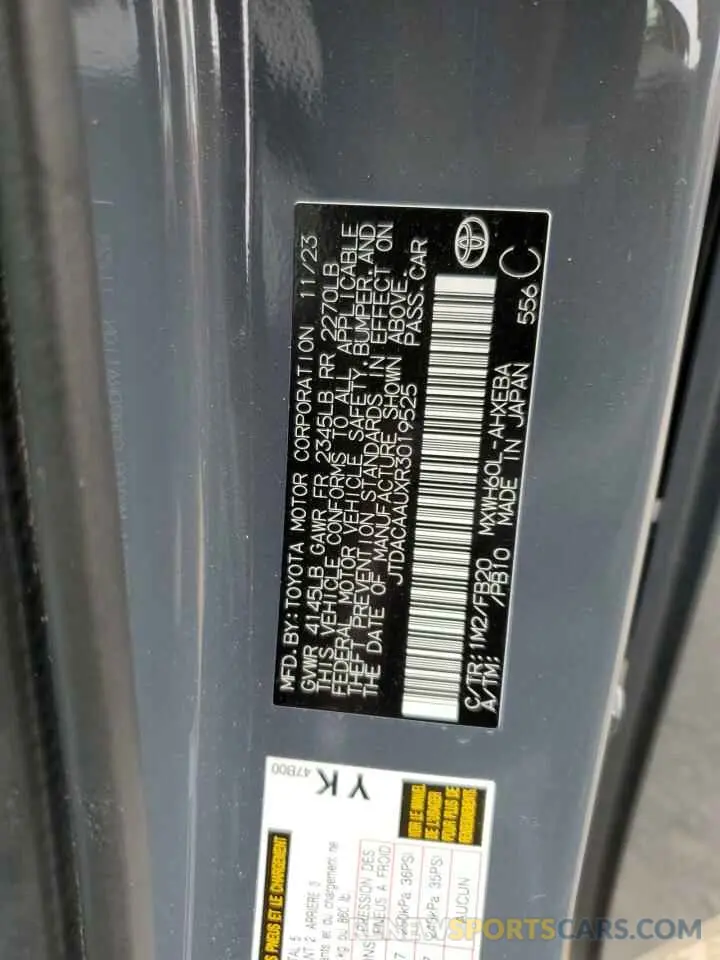 13 fotografías del automóvil dañado JTDACAAUXR3019525 TOYOTA PRIUS 2024