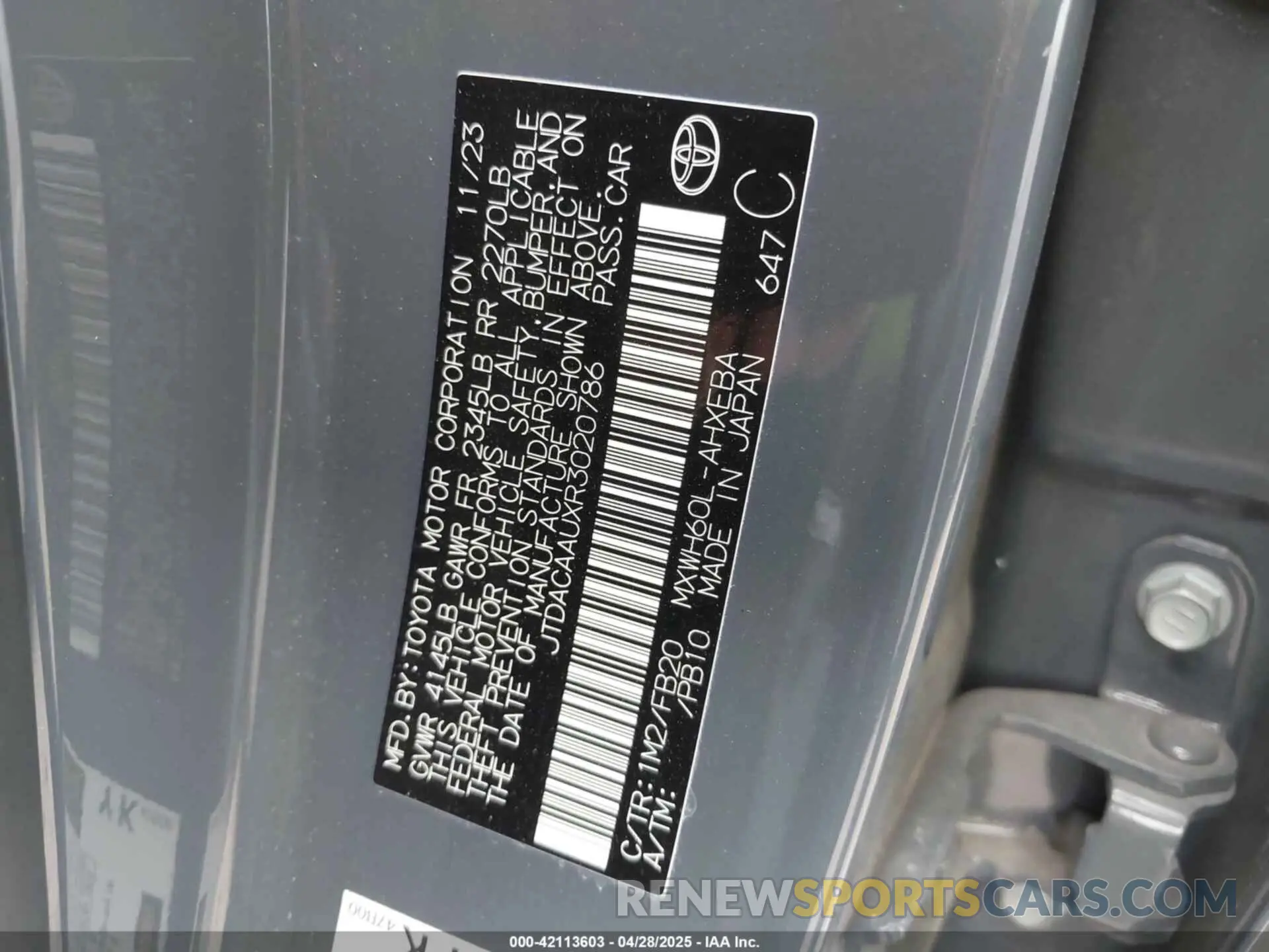 9 fotografías del automóvil dañado JTDACAAUXR3020786 TOYOTA PRIUS 2024