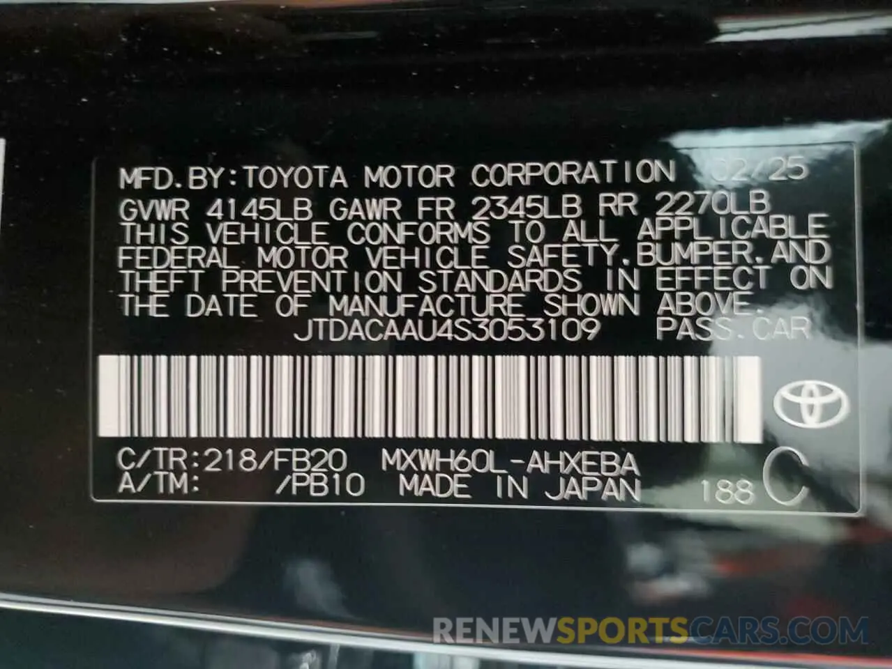 13 fotografías del automóvil dañado JTDACAAU4S3053109 TOYOTA PRIUS 2025