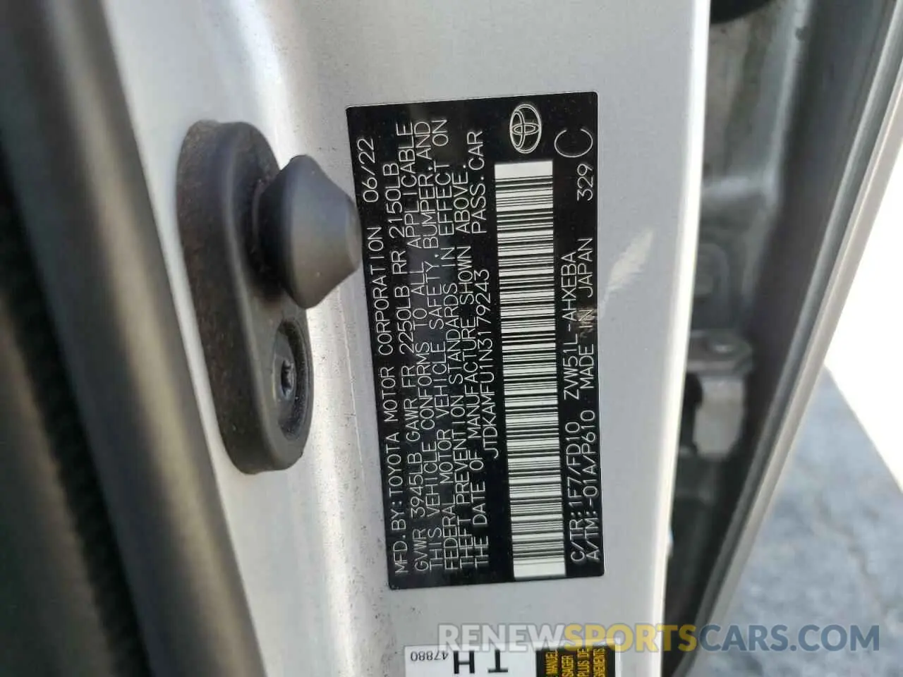 13 fotografías del automóvil dañado JTDKAMFU1N3179243 TOYOTA PRIUS NIGH 2022