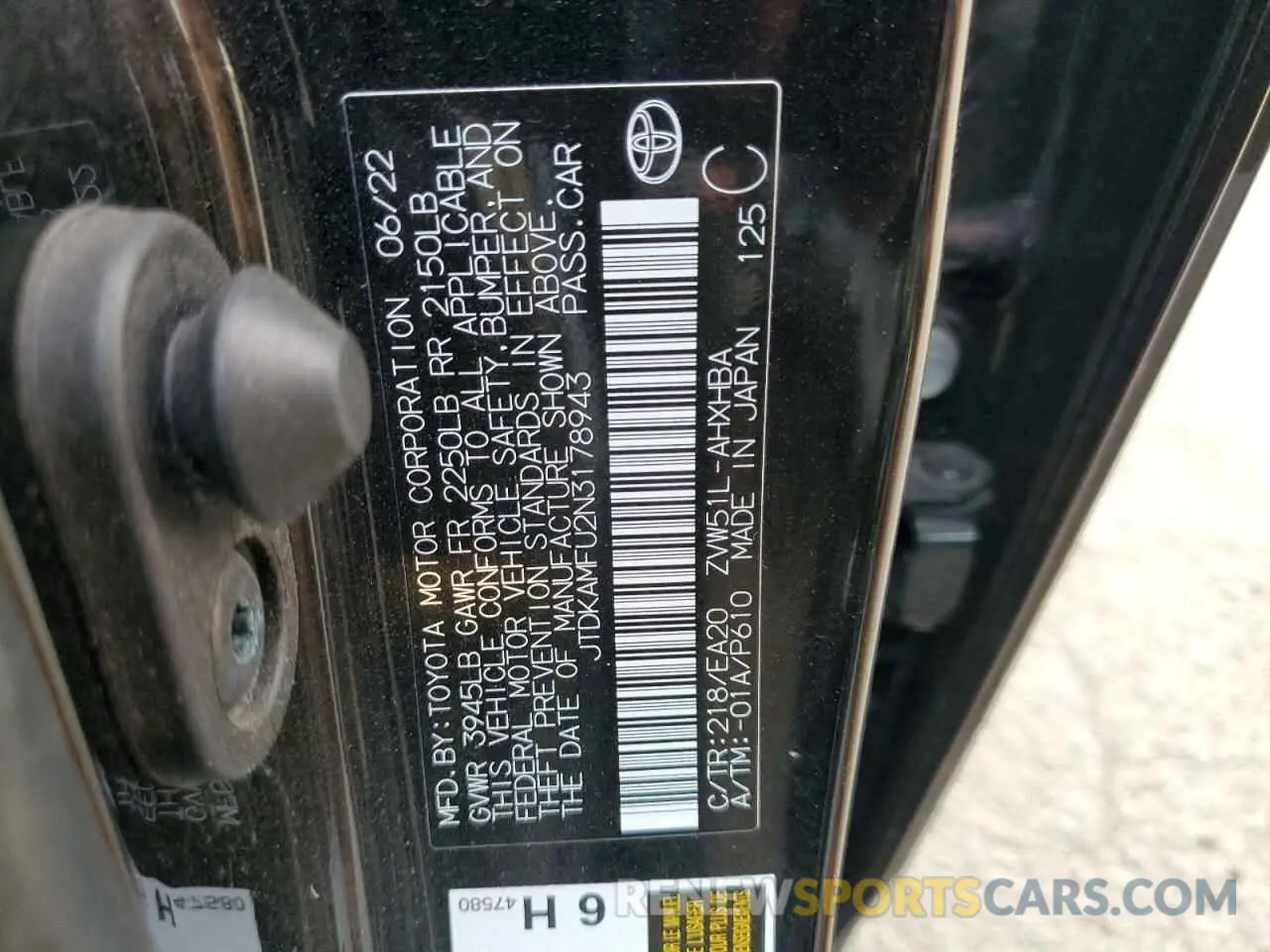 12 fotografías del automóvil dañado JTDKAMFU2N3178943 TOYOTA PRIUS NIGH 2022