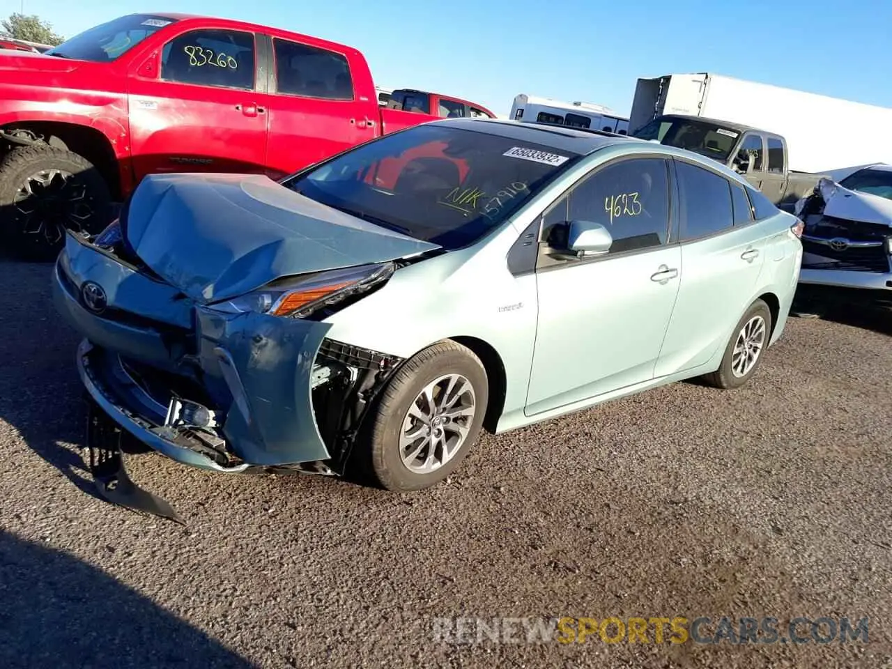 2 fotografías del automóvil dañado JTDKAMFU3N3157910 TOYOTA PRIUS NIGH 2022
