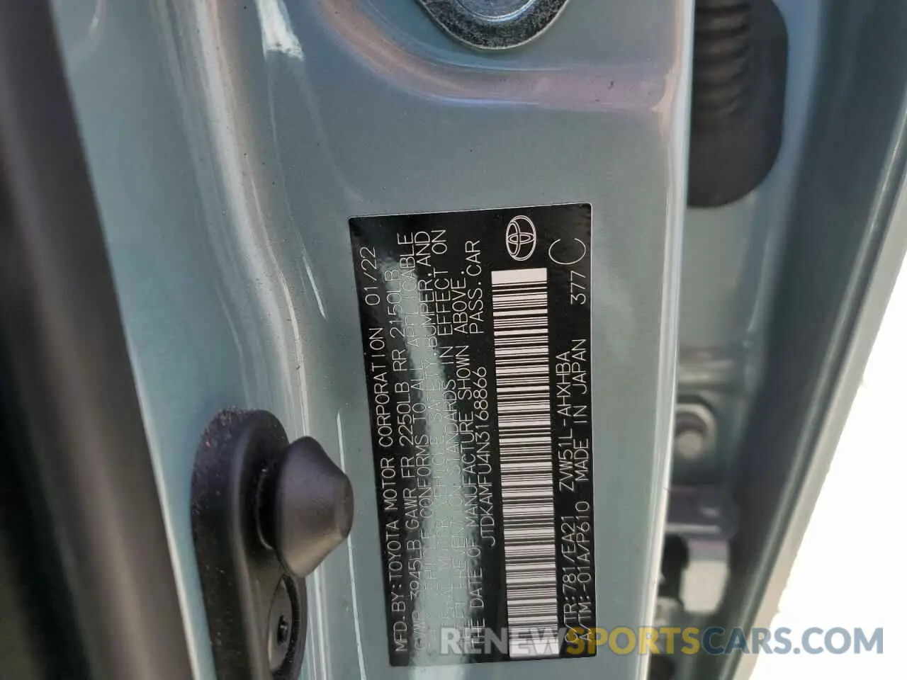 12 fotografías del automóvil dañado JTDKAMFU4N3168866 TOYOTA PRIUS NIGH 2022