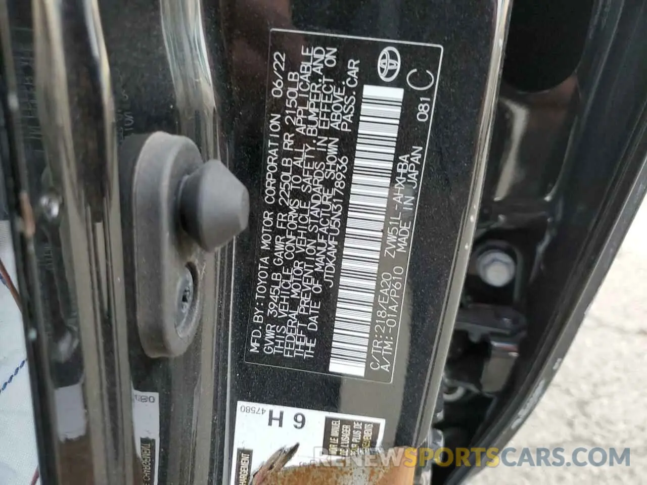 13 fotografías del automóvil dañado JTDKAMFU5N3178936 TOYOTA PRIUS NIGH 2022